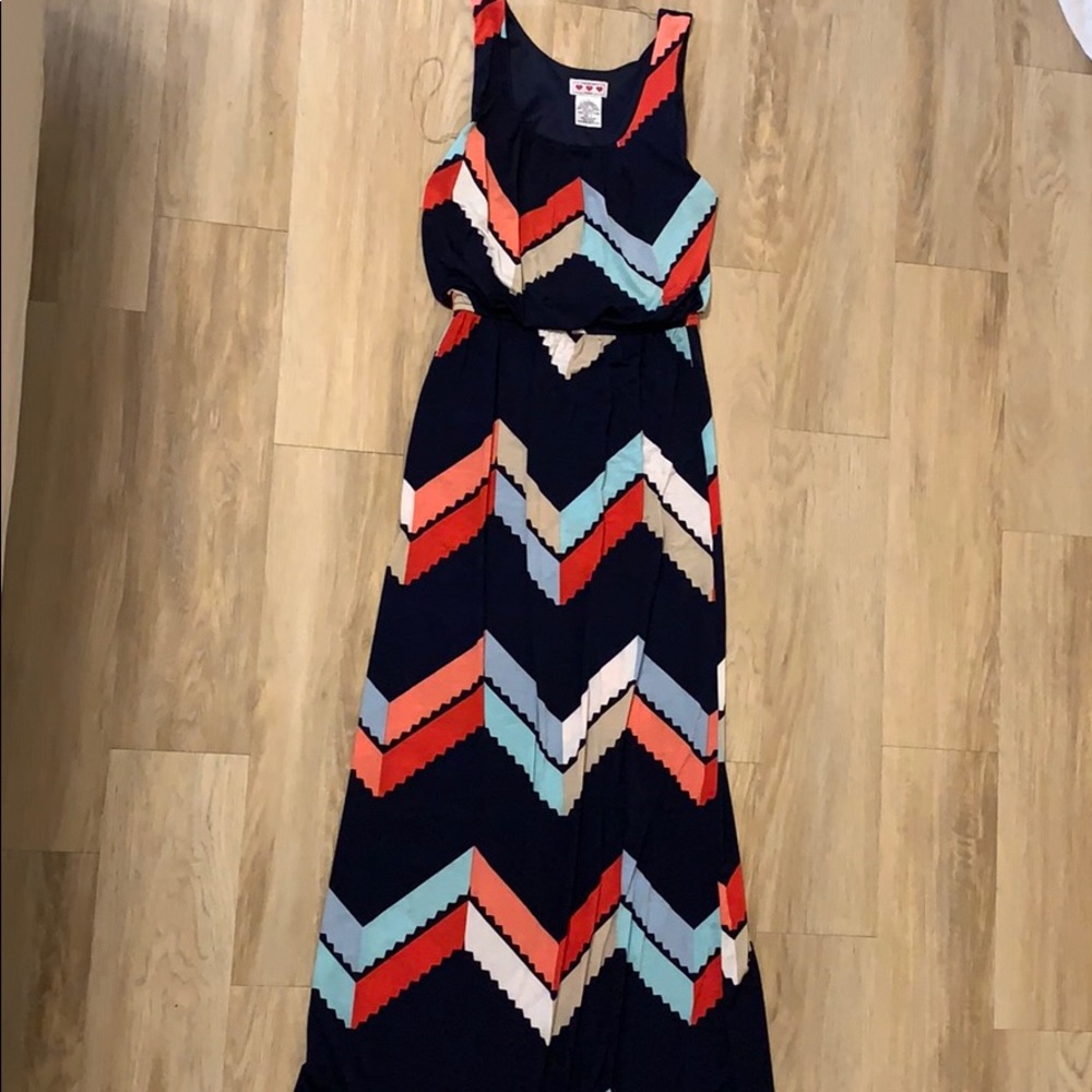 Navy Chevron Maxi Dress